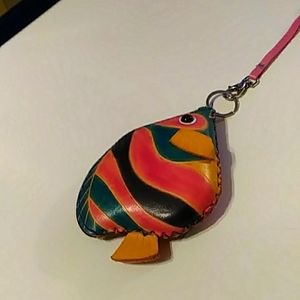 Handmade leather fish coin purse